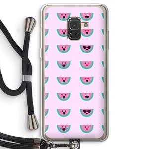 CaseCompany Smiley watermeloenprint: Samsung Galaxy A8 (2018) Transparant Hoesje met koord
