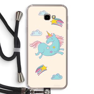 CaseCompany Vliegende eenhoorn: Samsung Galaxy J4 Plus Transparant Hoesje met koord