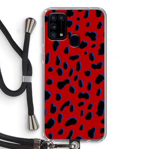 CaseCompany Red Leopard: Samsung Galaxy M31 Transparant Hoesje met koord