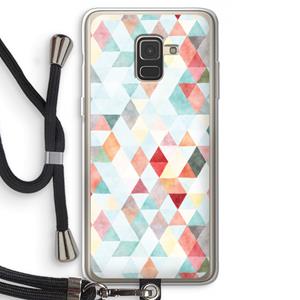 CaseCompany Gekleurde driehoekjes pastel: Samsung Galaxy A8 (2018) Transparant Hoesje met koord