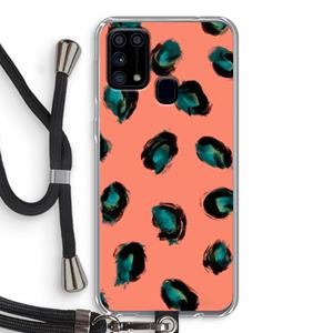 CaseCompany Pink Cheetah: Samsung Galaxy M31 Transparant Hoesje met koord