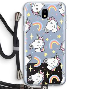 CaseCompany Rainbow Unicorn: Samsung Galaxy J5 (2017) Transparant Hoesje met koord