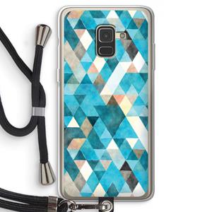 CaseCompany Gekleurde driehoekjes blauw: Samsung Galaxy A8 (2018) Transparant Hoesje met koord