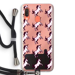 CaseCompany Musketon Unicorn: Samsung Galaxy A20e Transparant Hoesje met koord