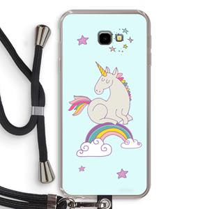 CaseCompany Regenboog eenhoorn: Samsung Galaxy J4 Plus Transparant Hoesje met koord