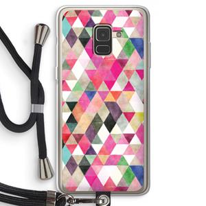 CaseCompany Gekleurde driehoekjes: Samsung Galaxy A8 (2018) Transparant Hoesje met koord