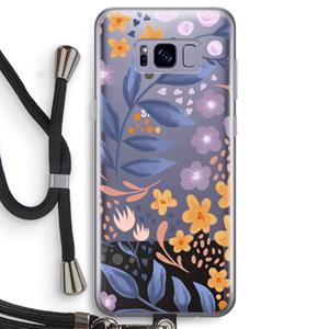CaseCompany Flowers with blue leaves: Samsung Galaxy S8 Transparant Hoesje met koord