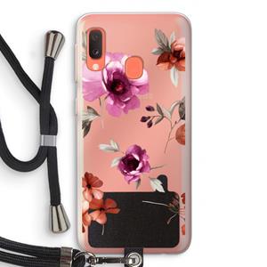 CaseCompany Geschilderde bloemen: Samsung Galaxy A20e Transparant Hoesje met koord