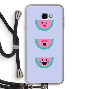CaseCompany Smiley watermeloen: Samsung Galaxy J4 Plus Transparant Hoesje met koord