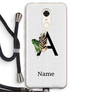 CaseCompany Charcoal Flora: Xiaomi Redmi 5 Transparant Hoesje met koord