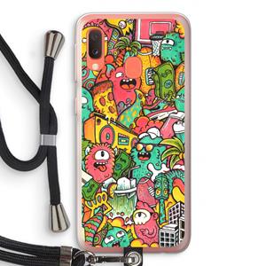 CaseCompany Vexx City: Samsung Galaxy A20e Transparant Hoesje met koord