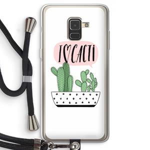CaseCompany I love cacti: Samsung Galaxy A8 (2018) Transparant Hoesje met koord