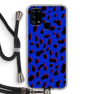CaseCompany Blue Leopard: Samsung Galaxy M31 Transparant Hoesje met koord