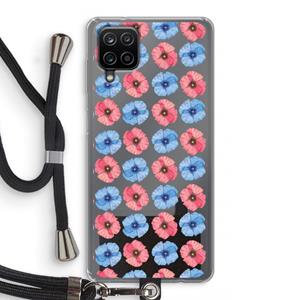 CaseCompany Klaproosjes: Samsung Galaxy A12 Transparant Hoesje met koord