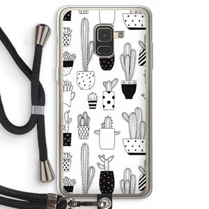 CaseCompany Cactusmotief: Samsung Galaxy A8 (2018) Transparant Hoesje met koord