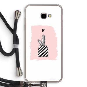 CaseCompany Zwart-wit cactus: Samsung Galaxy J4 Plus Transparant Hoesje met koord