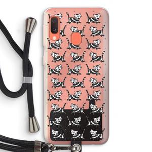 CaseCompany Zwarte poes: Samsung Galaxy A20e Transparant Hoesje met koord