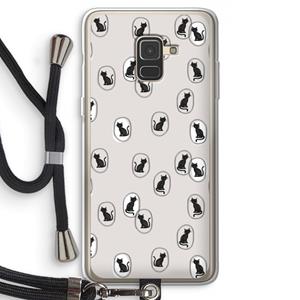 CaseCompany Miauw: Samsung Galaxy A8 (2018) Transparant Hoesje met koord