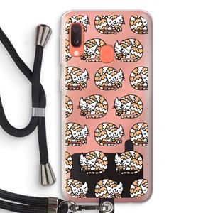 CaseCompany Slapende poes: Samsung Galaxy A20e Transparant Hoesje met koord