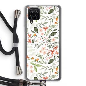 CaseCompany Sweet little flowers: Samsung Galaxy A12 Transparant Hoesje met koord