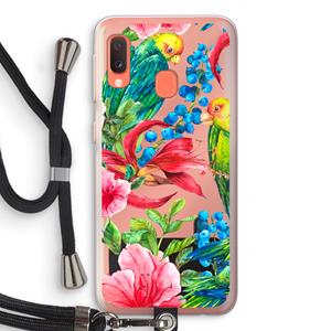 CaseCompany Papegaaien: Samsung Galaxy A20e Transparant Hoesje met koord
