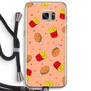 CaseCompany Chicken 'n Fries: Samsung Galaxy S7 Edge Transparant Hoesje met koord