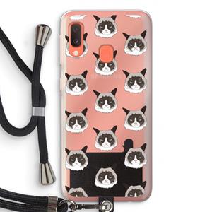 CaseCompany It's a Purrr Case: Samsung Galaxy A20e Transparant Hoesje met koord