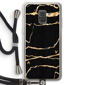 CaseCompany Gouden marmer: Samsung Galaxy A8 (2018) Transparant Hoesje met koord