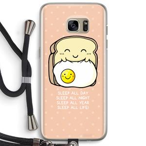 CaseCompany Sleep All Day: Samsung Galaxy S7 Edge Transparant Hoesje met koord