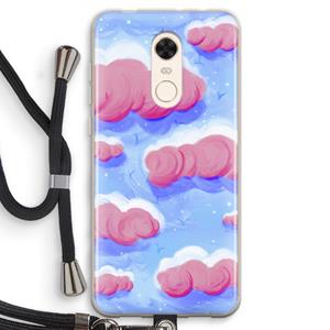 CaseCompany Roze wolken met vogels: Xiaomi Redmi 5 Transparant Hoesje met koord
