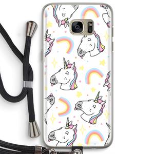 CaseCompany Rainbow Unicorn: Samsung Galaxy S7 Edge Transparant Hoesje met koord