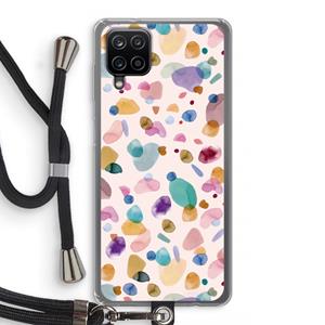 CaseCompany Terrazzo Memphis Pink: Samsung Galaxy A12 Transparant Hoesje met koord