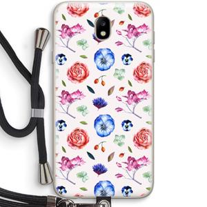 CaseCompany Bloemetjes: Samsung Galaxy J7 (2017) Transparant Hoesje met koord