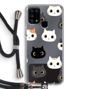 CaseCompany Katten: Samsung Galaxy M31 Transparant Hoesje met koord