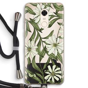 CaseCompany Wit bloemenpatroon: Xiaomi Redmi 5 Transparant Hoesje met koord