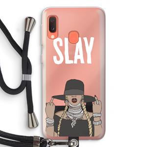 CaseCompany Slay All Day: Samsung Galaxy A20e Transparant Hoesje met koord
