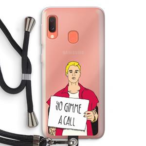 CaseCompany Gimme a call: Samsung Galaxy A20e Transparant Hoesje met koord
