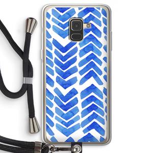 CaseCompany Blauwe pijlen: Samsung Galaxy A8 (2018) Transparant Hoesje met koord