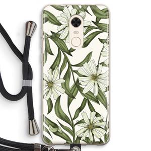 CaseCompany Wit bloemenpatroon: Xiaomi Redmi 5 Transparant Hoesje met koord