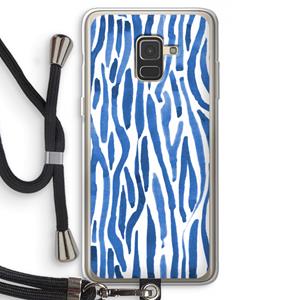 CaseCompany Blauwe nerven: Samsung Galaxy A8 (2018) Transparant Hoesje met koord