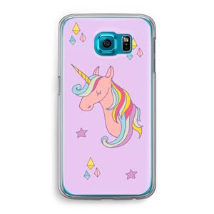 CaseCompany Roze eenhoorn: Samsung Galaxy S6 Transparant Hoesje