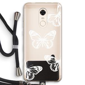 CaseCompany White butterfly: Xiaomi Redmi 5 Transparant Hoesje met koord