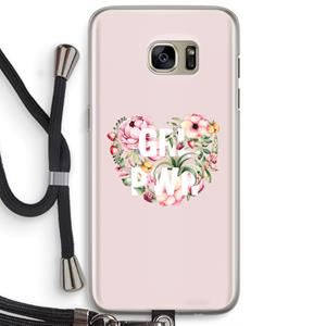 CaseCompany GRL PWR Flower: Samsung Galaxy S7 Edge Transparant Hoesje met koord