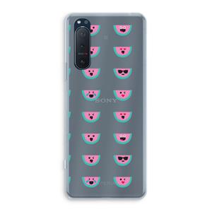 CaseCompany Smiley watermeloenprint: Sony Xperia 5 II Transparant Hoesje