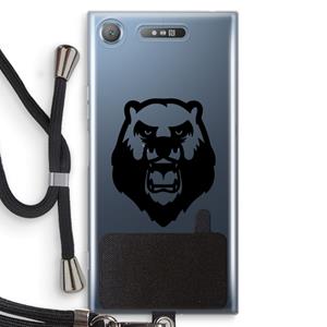 CaseCompany Angry Bear (black): Sony Xperia XZ1 Transparant Hoesje met koord