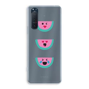 CaseCompany Smiley watermeloen: Sony Xperia 5 II Transparant Hoesje
