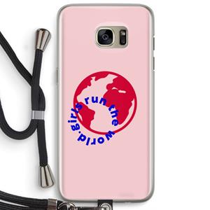 CaseCompany Run The World: Samsung Galaxy S7 Edge Transparant Hoesje met koord