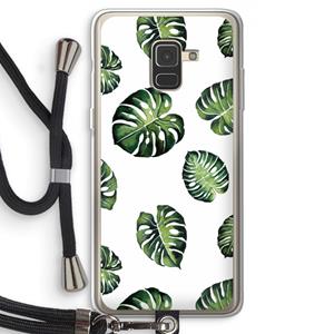 CaseCompany Tropische bladeren: Samsung Galaxy A8 (2018) Transparant Hoesje met koord