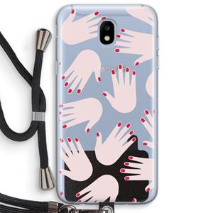 CaseCompany Hands pink: Samsung Galaxy J5 (2017) Transparant Hoesje met koord