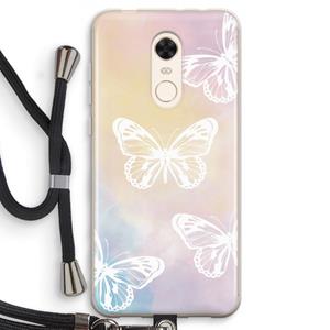 CaseCompany White butterfly: Xiaomi Redmi 5 Transparant Hoesje met koord